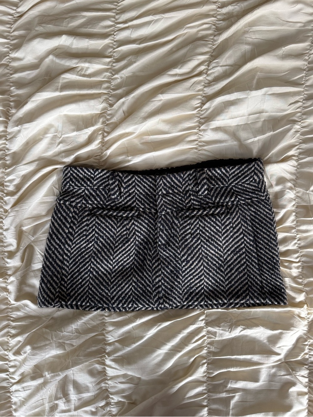 Free People Black & Brown Herringbone Micro Mini Skirt